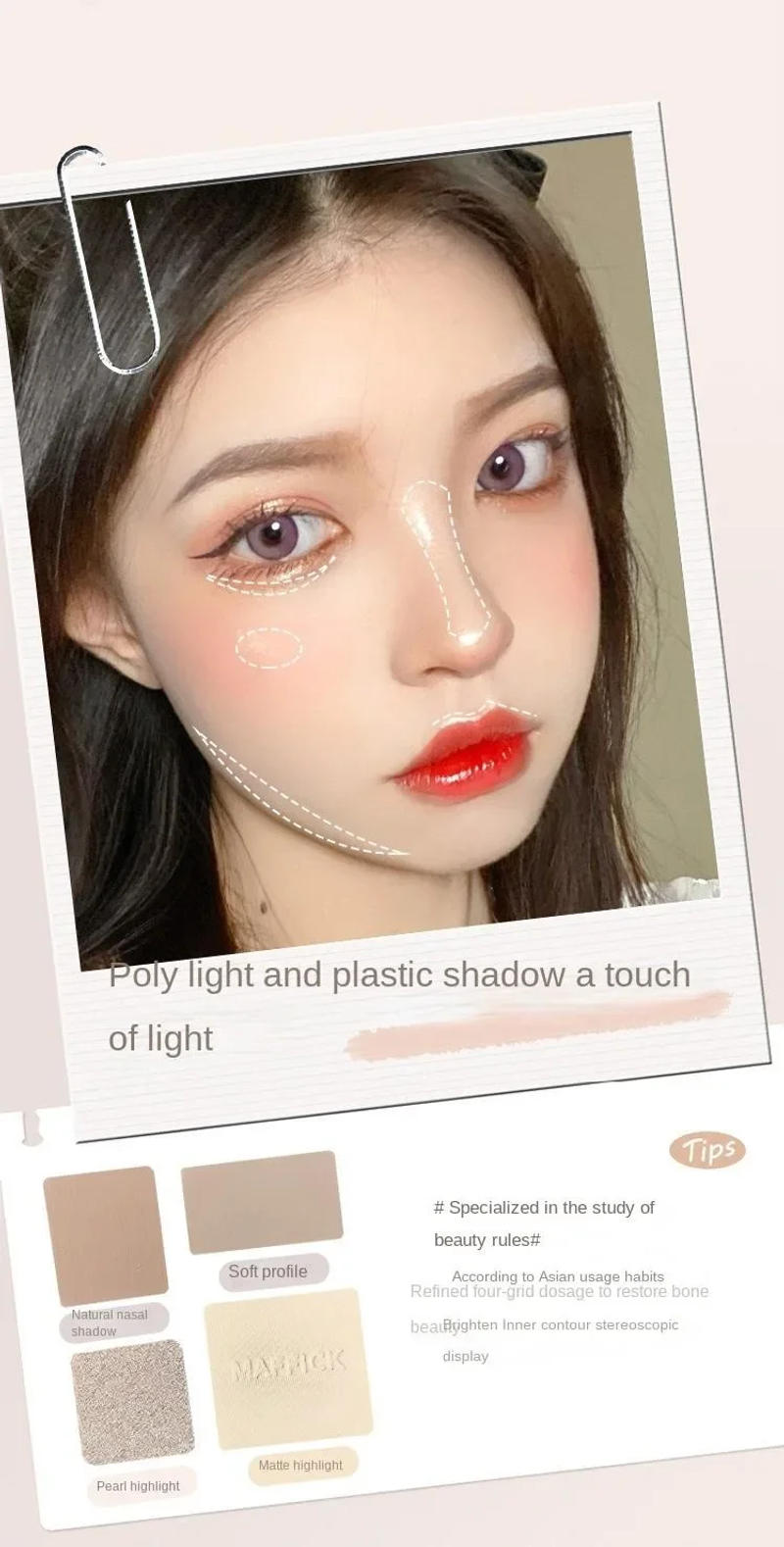 Description Picture 5 of itemNatural Stereoscopic Face Powder Palette  Matte Bronzer  Contour Shading  Multifunctional Highlighter  Cosmetic Blush gift