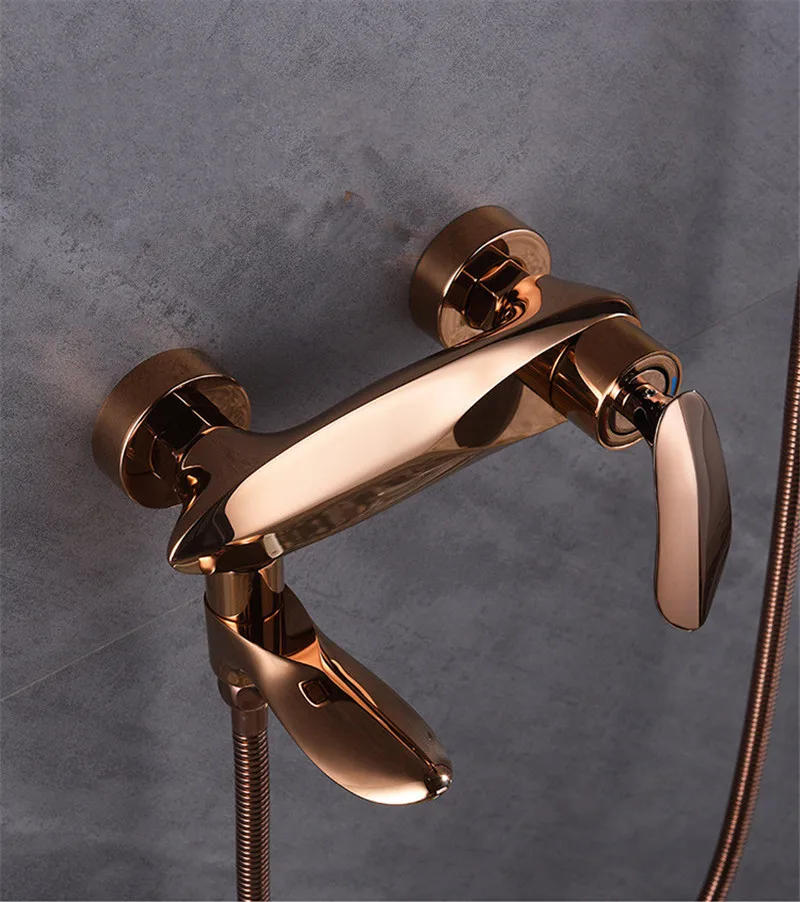 Description Picture 5 of itemTuqiu Gold Bathtub Shower Set Hot and Cold Rose Gold Bathroom Shower Faucet Gray Bathroom Waterfall Bath & Shower Faucet Brass