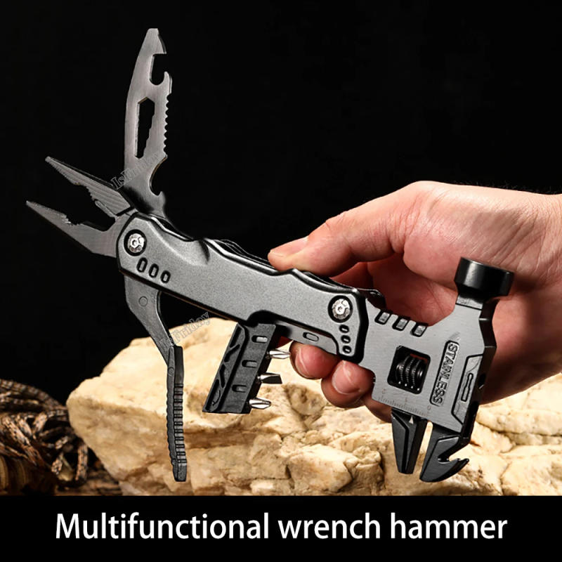 Description Picture 2 of itemUniversal Folding Pliers Hammer Outdoor Knife Pliers EDC Tool Multifunctional Wrench Hammer Adjustable Flap Wrench Combination
