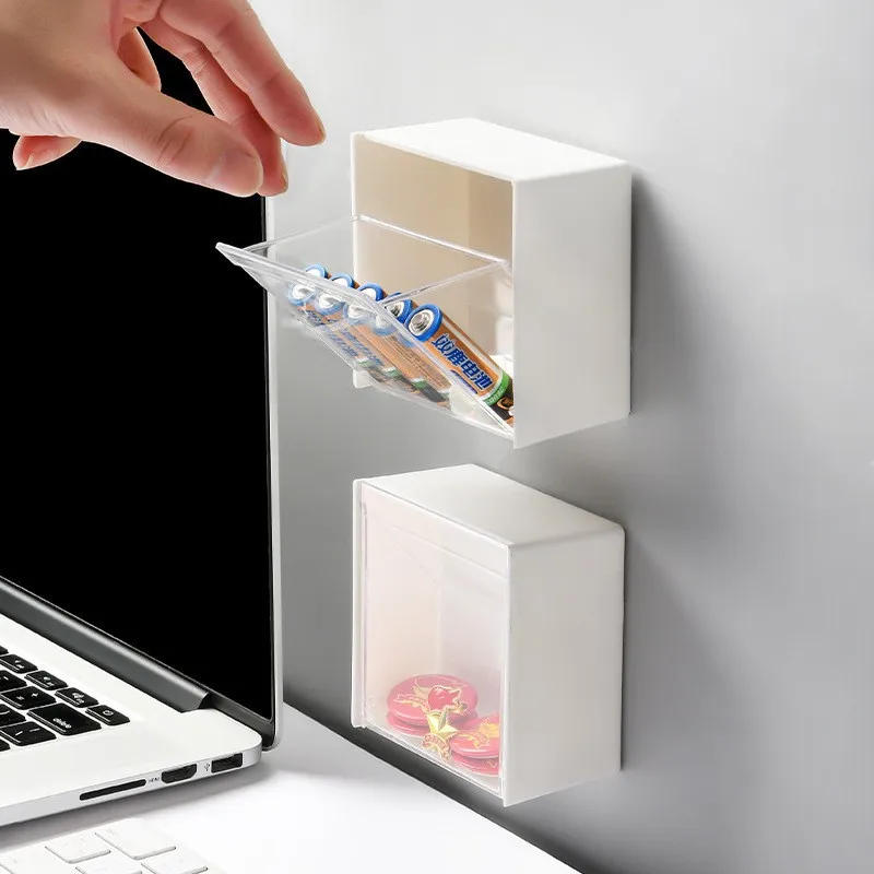 Description Picture 2 of itemPlastic Wall Mounted Storage Boxes Dustproof Bathroom Organizer for Cotton Swabs Makeup Adhesive Small Jewelry Holder Box