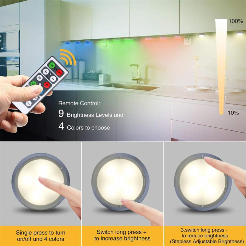 Description Picture 2 of itemUSB Recharged 65MM RGB Color Wireless Led Under Cabinet Light Holiday Decporation for Birthday,Party,Christmas