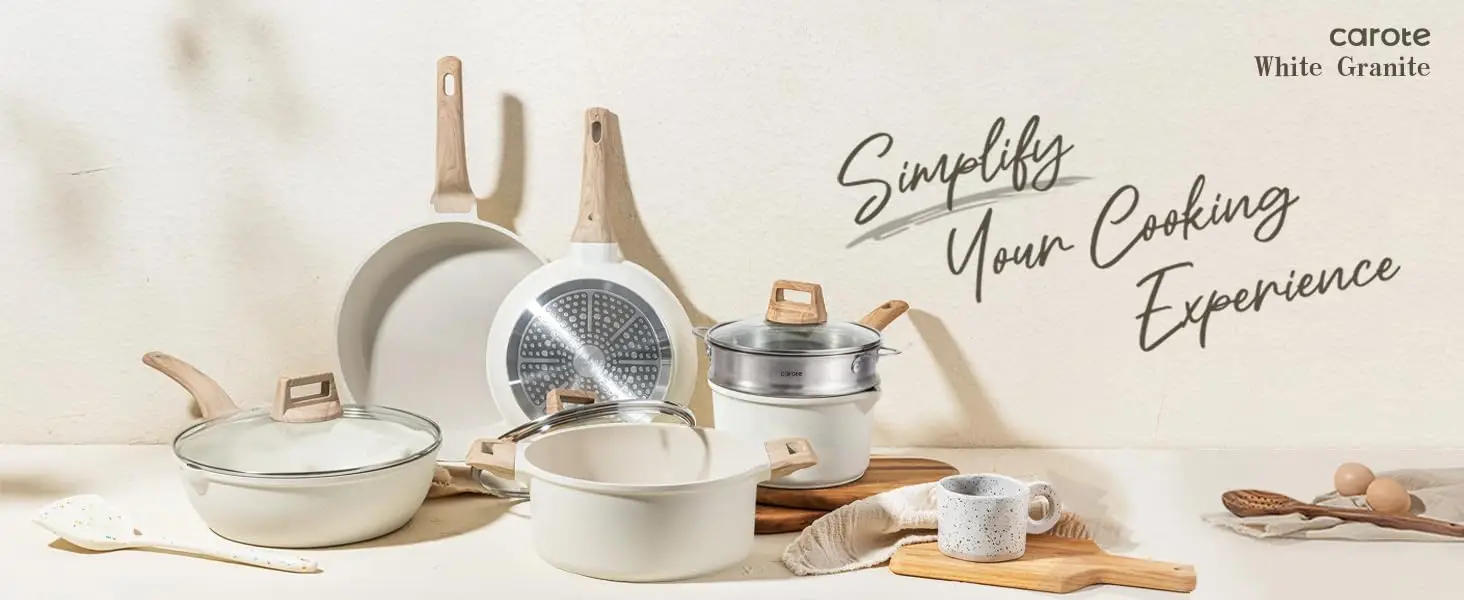 Description Picture 3 of itemCAROTE 21Pcs Pots and Pans Set, Nonstick Cookware Sets,Induction Cookware Non Stick Cooking Set w/Frying Pans & Saucepans