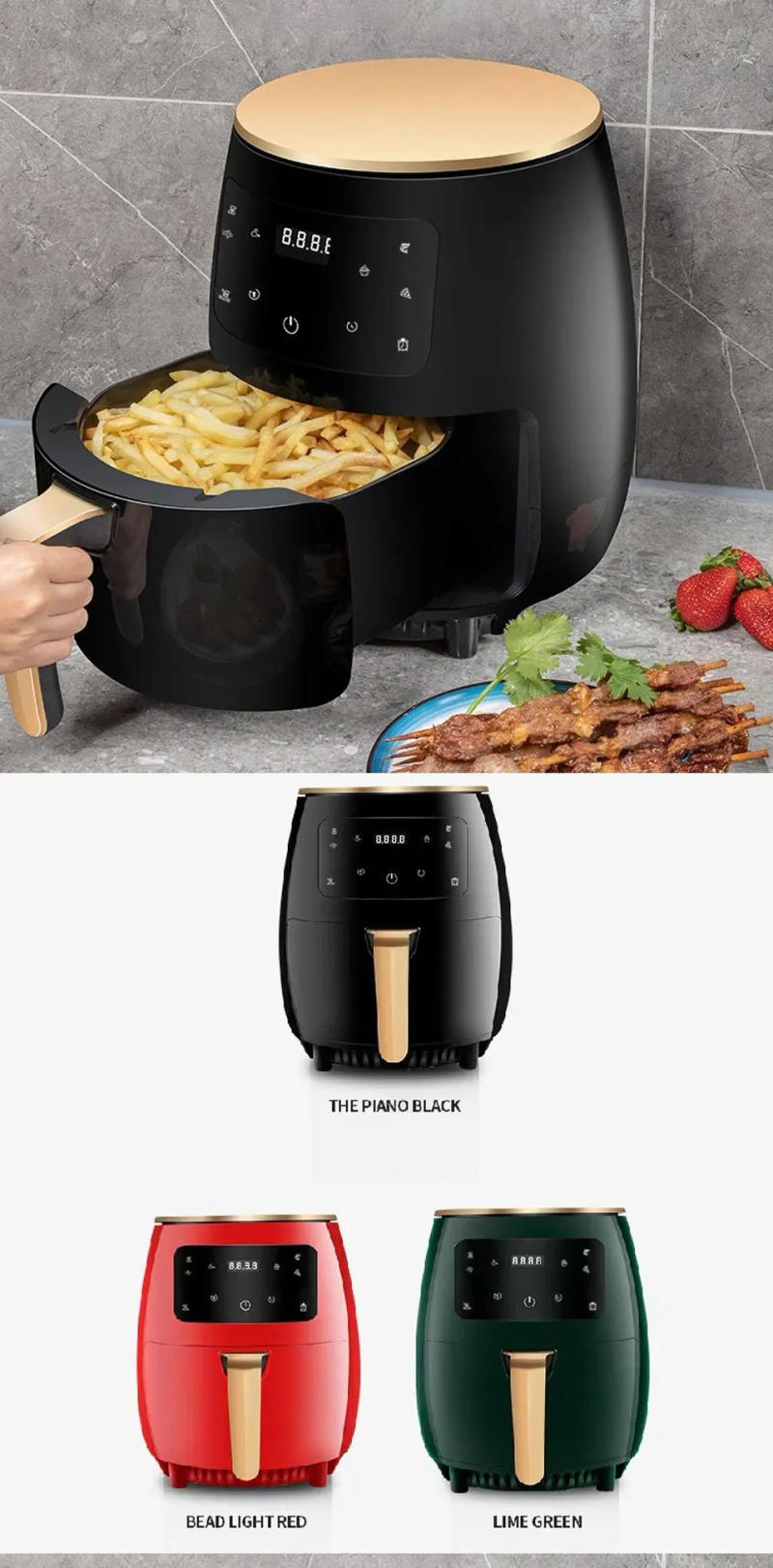 Description Picture 2 of item6L Air fryer Multi-functional intelligent touch screen oven Large capacity Electro mechanical deep fryer for home airfryer