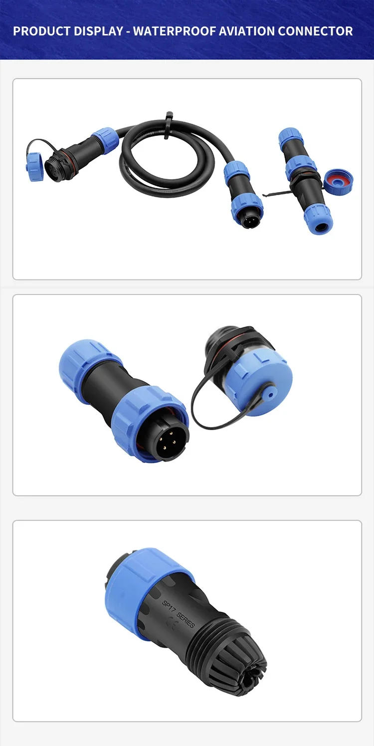 Description Picture 5 of itemSP17  Aviation Connectors Waterproof IP68 Aviation Connector Plug Docking Male Female 2 3 4 5 6 7 9 10 12Pin