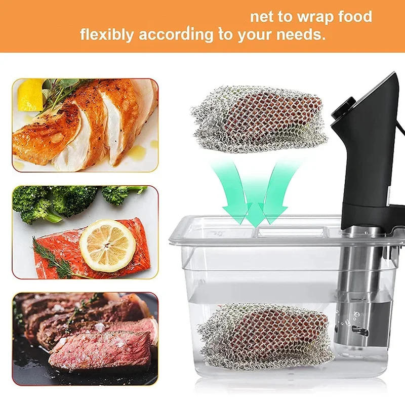 Description Picture 6 of itemStainless Steel Sink Weight Food Grade Sous Vide Mesh Immersion Cooking Bag To Keep Food Immersed  Sous Vide Cooking Accessorie