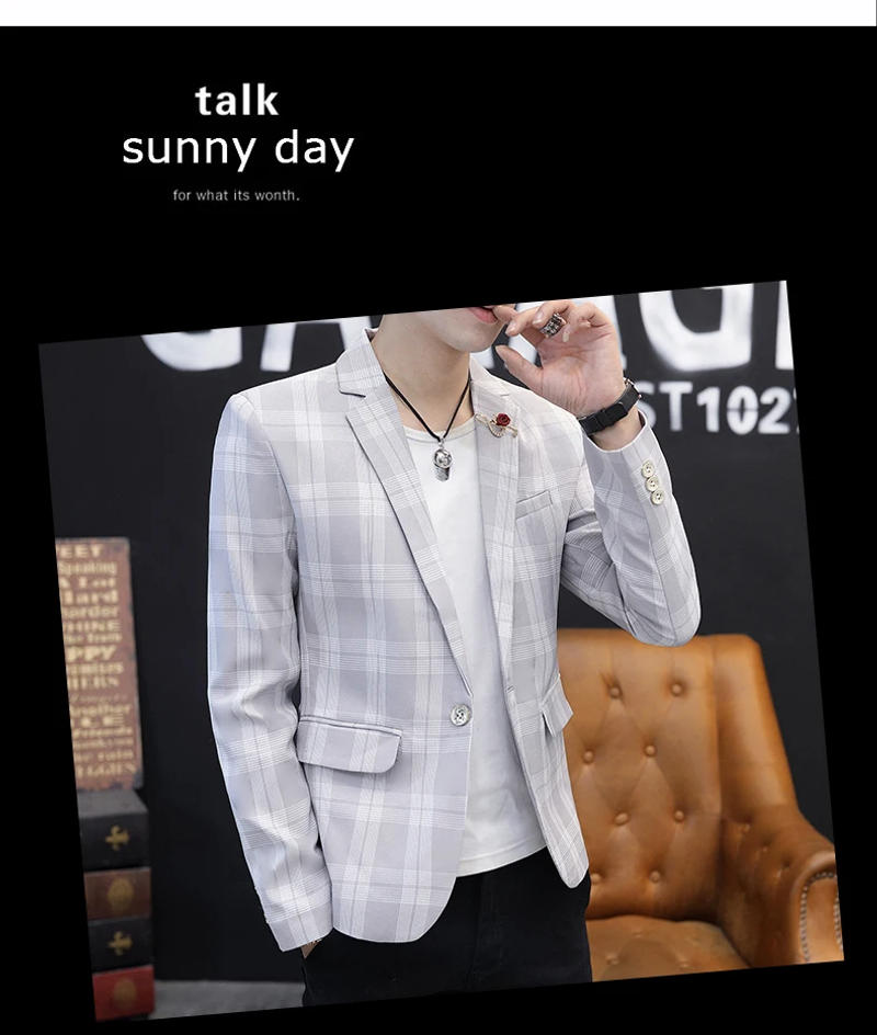 Description Picture 4 of item2023 New Format Handsome Trend Slim Fashion Handsome All The Trend All The Match Blazer for Men Blazer Hombre Viscose