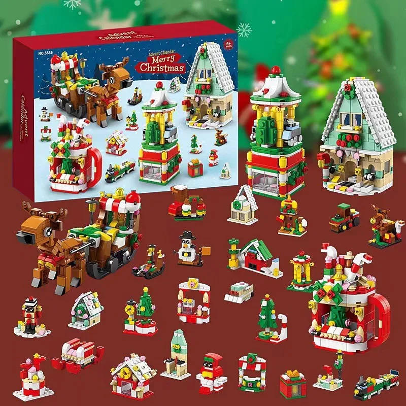 Description Picture 3 of item2025 Christmas Series Building Blocks Gift Box for Kids 24Days Christmas Advent Calendar DIY Nutcracker Santa Claus Bricks Model