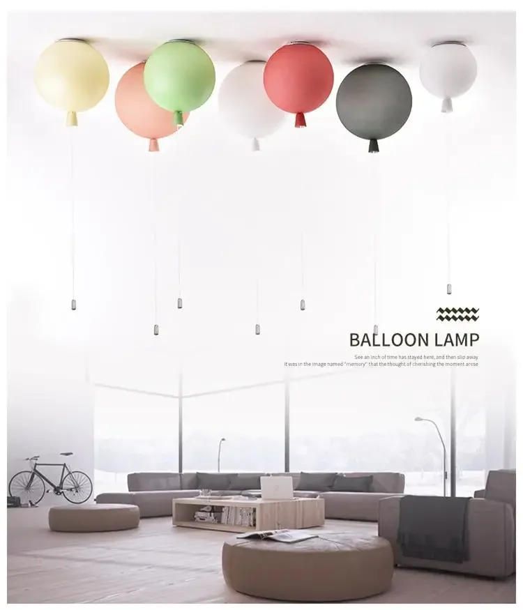 Description Picture 2 of itemKids Cartoon Balloon LED Ceiling Light Rope Pull Switch Hanginglamp School Shop Kindergarten Children's Room Plafonnier Lighting