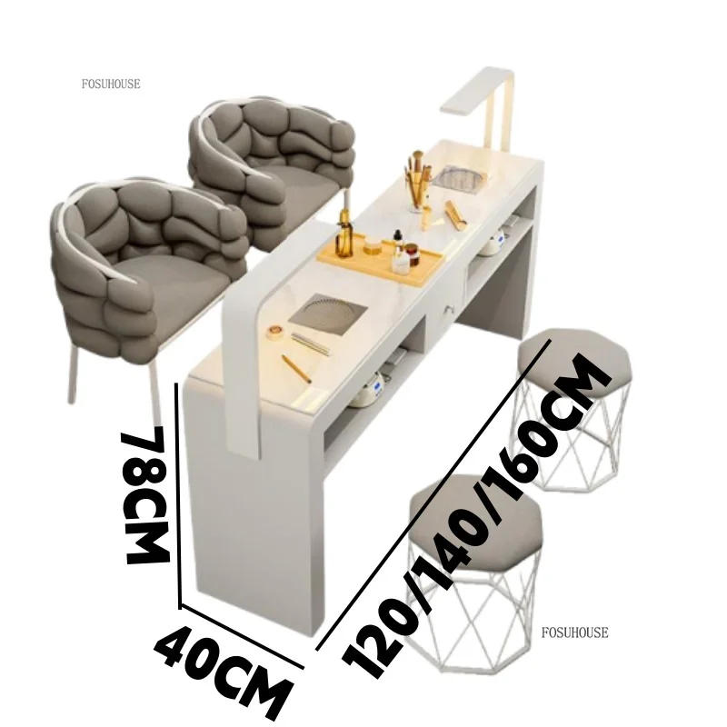 Description Picture 2 of itemModern Professional Manicure Table with Vacuum Cleaner Single Double Light Luxury Nail Table Commercial Manicure Tables