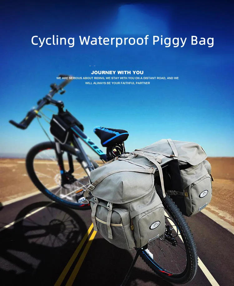 Description Picture 2 of itemBicycle Bag 50L Nylon Bike Bag Rear Rack Trunk Bike Luggage Back Seat Pannier Reflective Cycling Storage Bag Bicycle Accessories