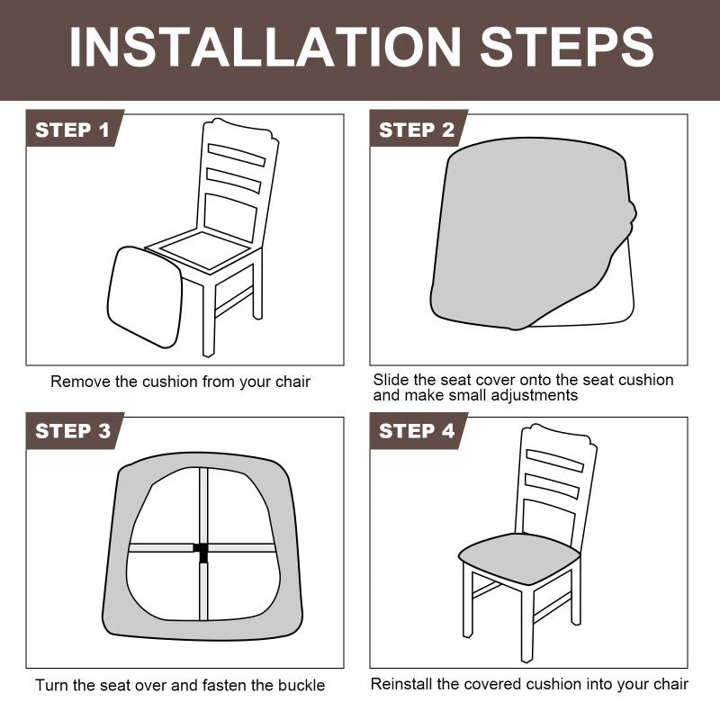 Description Picture 5 of item1 pc Waterproof Chair Seat Slipcovers Dining Room Chair Covers Flower Pattern Stretch Seat Cover