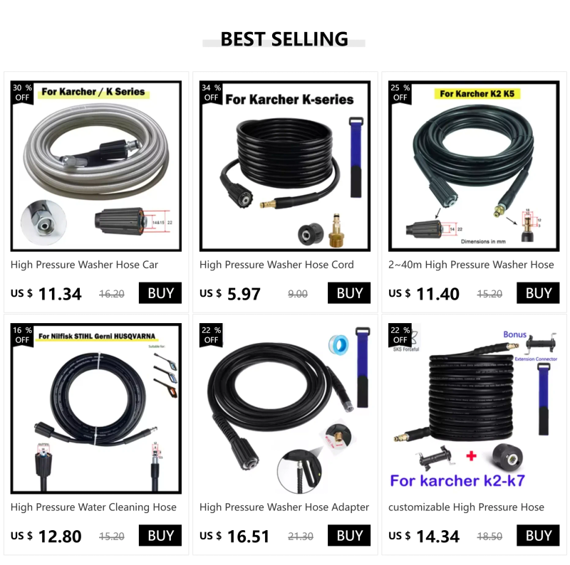 Description Picture 2 of itemWasher Hose High Pressure Washer Water Cleaning Hose Extension Hose Cord Pipe For Bort HAMMER Huter Kohler Daewoo Sterwins