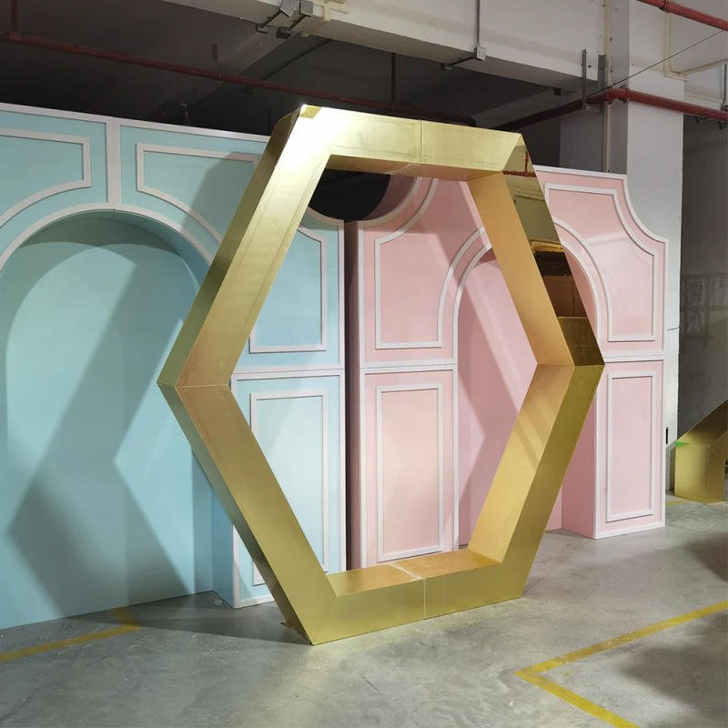 Description Picture 4 of itemWedding Supplies Marriage Stage Stand Stainless Steel Frame Arch Event Decoration Wedding Hexagon Backdrop Stand