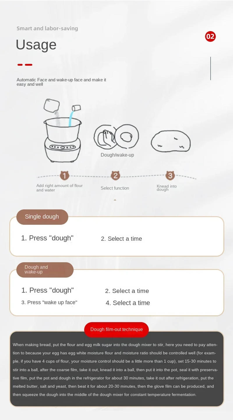 Description Picture 4 of itemSmall household kneading machine with dough mixer, fully automatic stainless steel flour mixer, bread maker