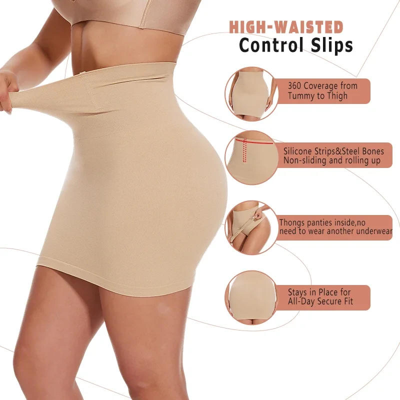 Description Picture 4 of itemTummy Control Smooth Body Shaper Half Skirts for Under Dress Built-in Thongs Control Slips Women Shapewear Butt Lifter Underwear