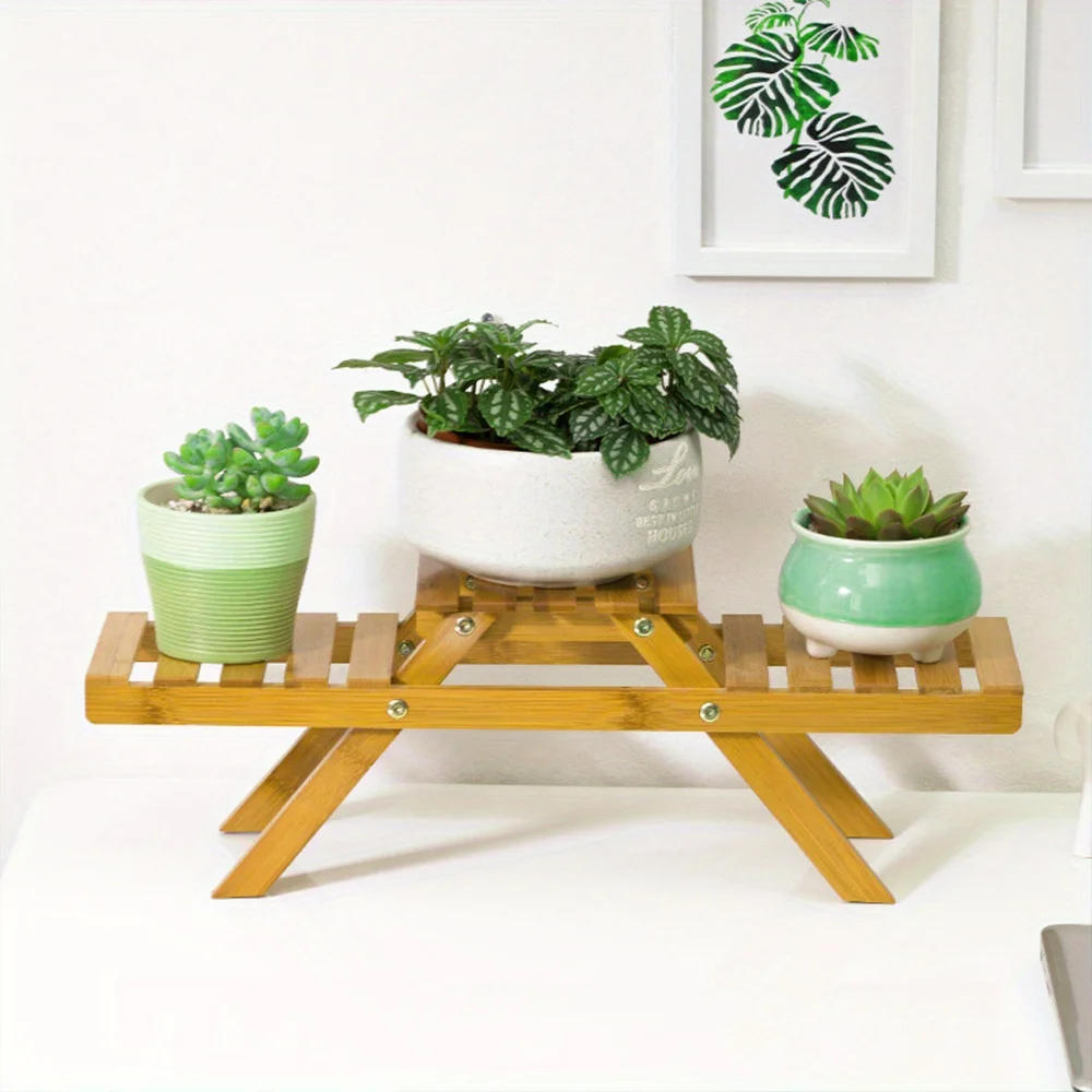 Description Picture 5 of itemBamboo Pot Trays for Multi-Level Indoor and Outdoor Flower Rack for Succulents and Potted Plants, Desk Plant Stand