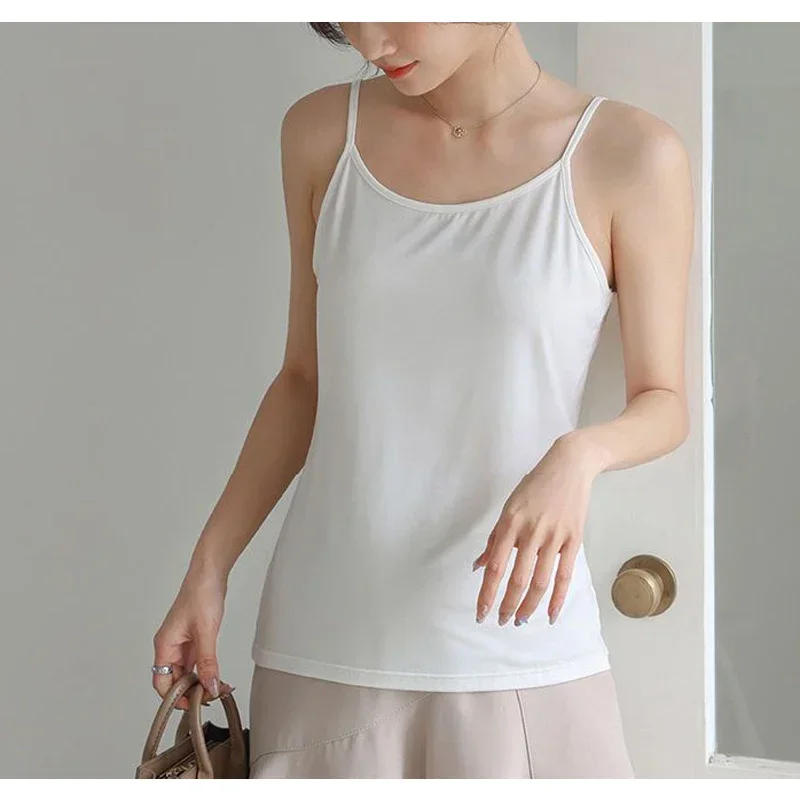 Description Picture 6 of itemNew Summer Simple Sling Camisoles Women Girls Crop Top Sleeveless Shirt Lady Bralette Tops Strap Skinny Camisole Base Vest Tops