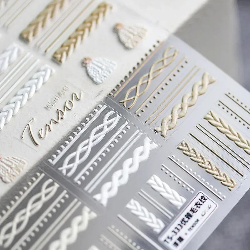 Description Picture 5 of item5D Nail Sticker Pro Matte Thin and Translucent Relief Nail Enhancement Sticker with Elegant Sweater Pattern Stickers & Decals