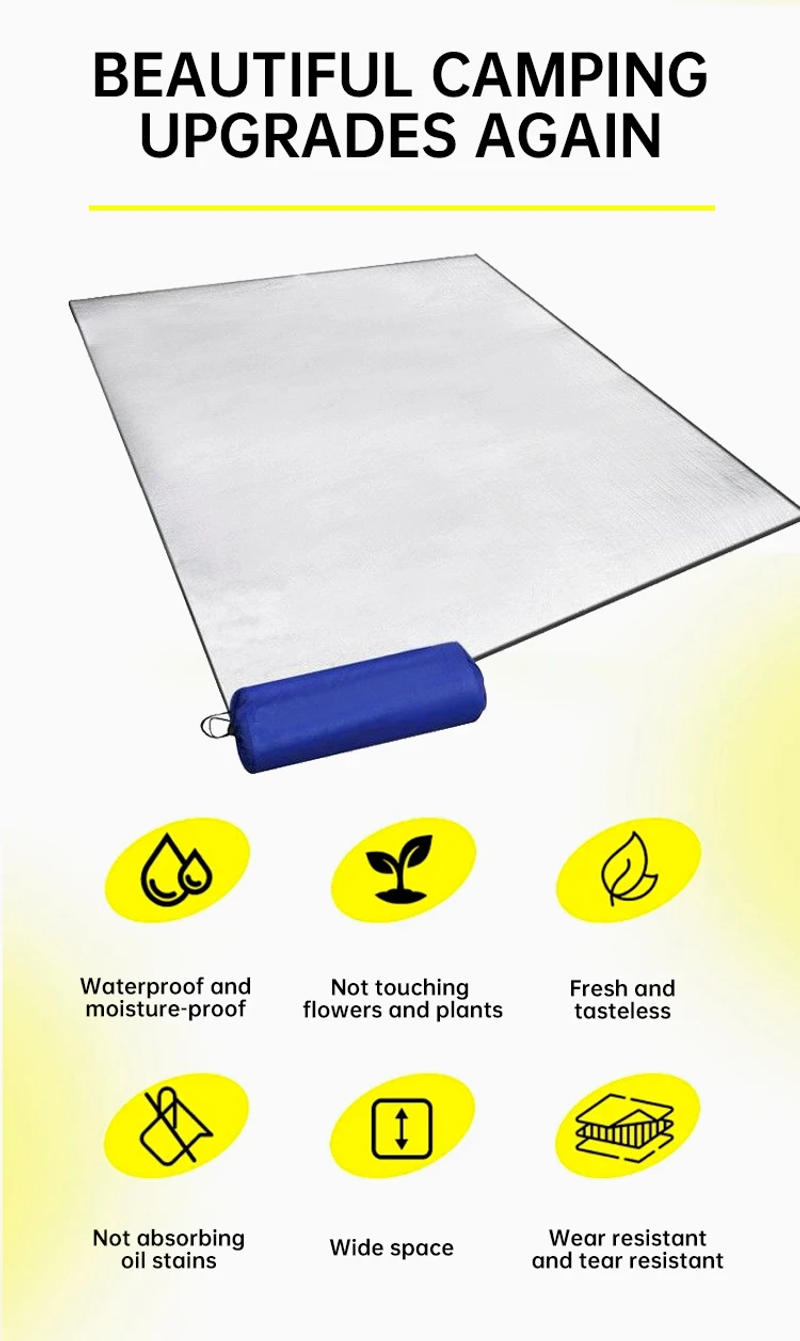 Description Picture 3 of itemWaterproof Mat Double-sided Aluminum Film Tent Thickened Single and Double Picnic Mat Outdoor Camping Seat Beach Crawl Mat