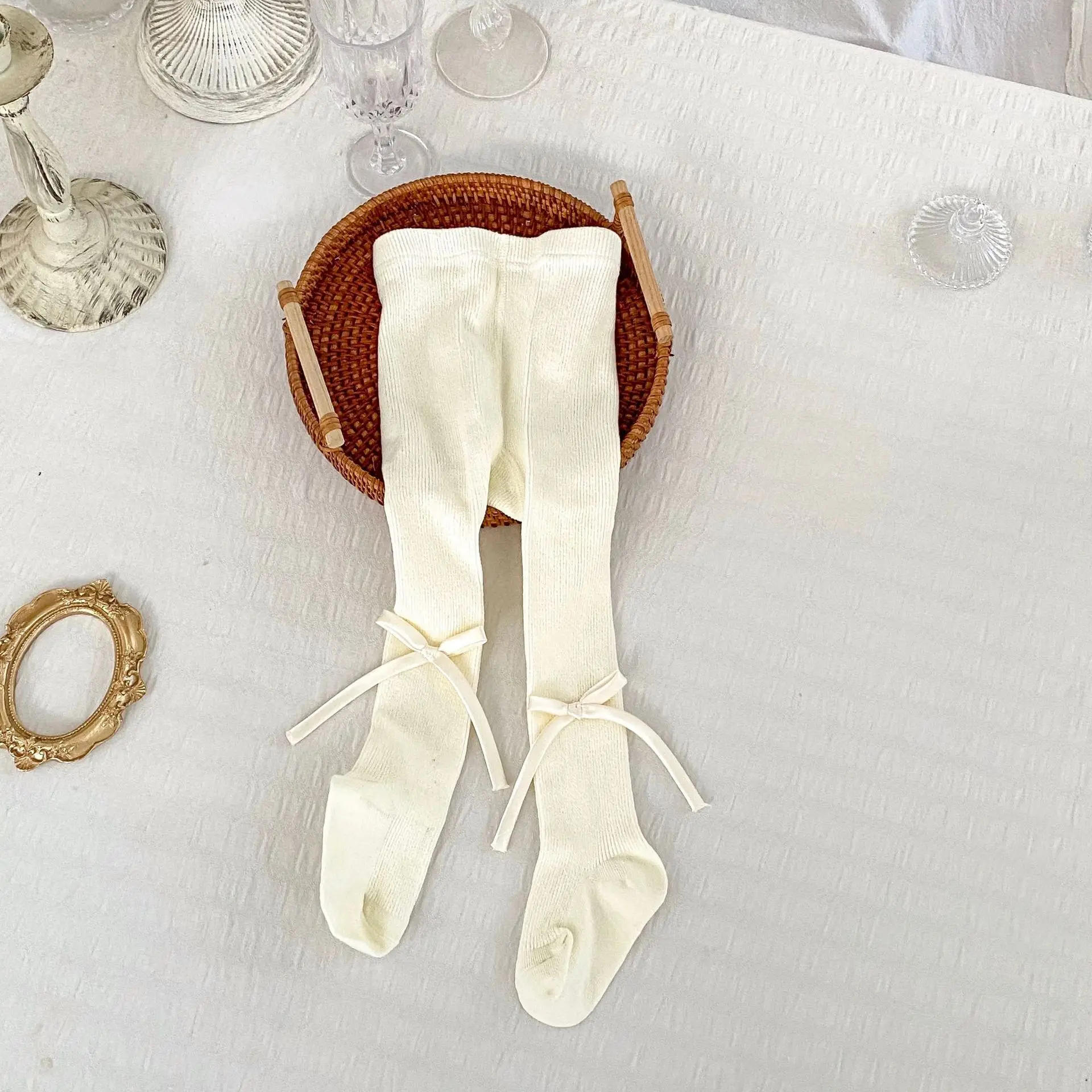 Description Picture 3 of itemSpring Baby Pantyhose Cute Bow Thin Pantyhose for Girls and Babies Versatile Daily Base Pantyhose for Outerwear