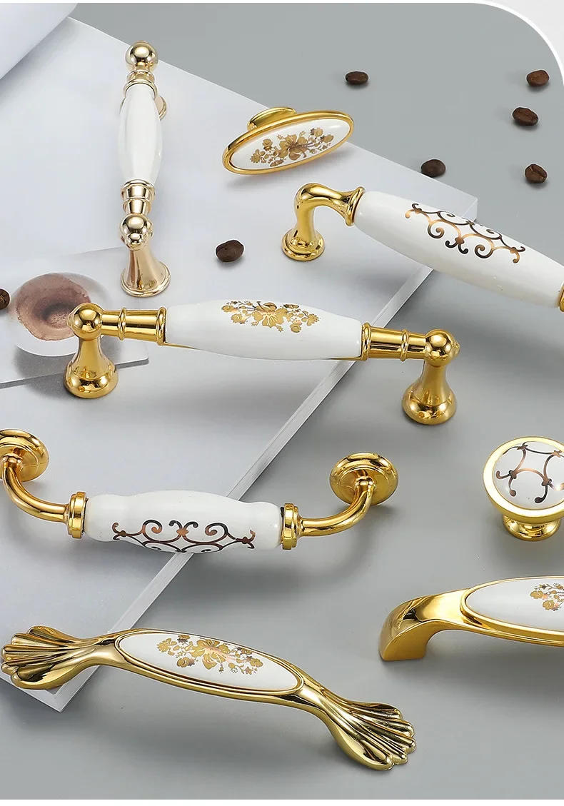 Description Picture 5 of itemGolden Furniture Ceramic Knob Modern Simple Rose Gold European Single Hole Drawer Cabinet Wardrobe Cupboard Door Handle