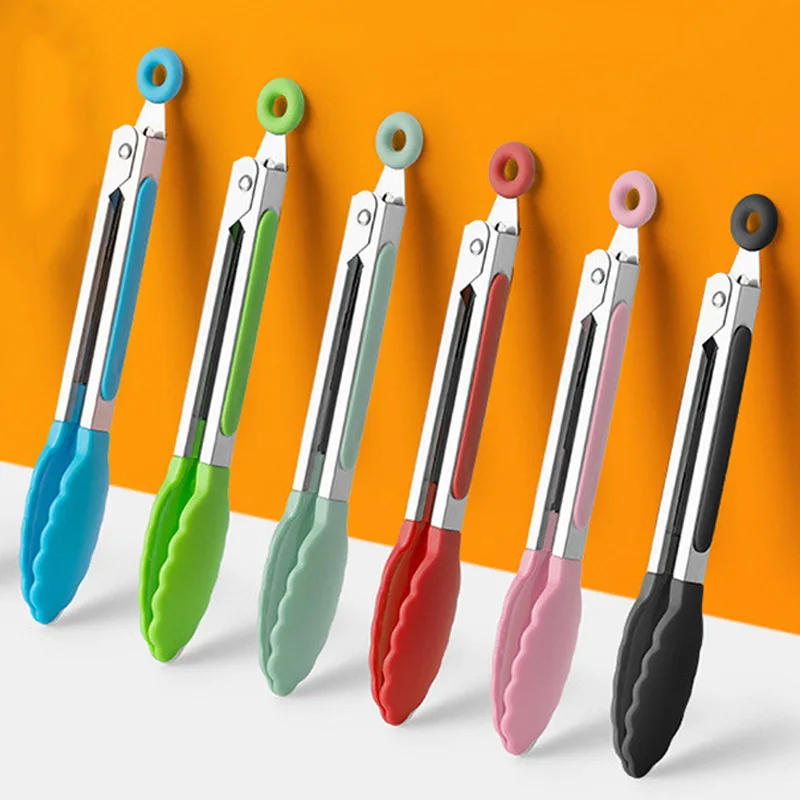 Description Picture 4 of item7 Inch Food Tongs Creative Non-slip BBQ Grilling Tongs Salad Bread Cooking Clip Clamp Serving Utensils Tongs Kitchen Accessories