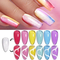 7.5ML Super Shine Cat Eye Magnetic Gel Nail Polish Silvery Golden Sparkling Glitter Soak Off UV Nail Art Gel Varnish Manicure