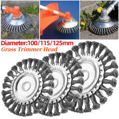 Weed Brush Cutter Head 100MM/115MM/125MM Lawn Mower Universal Grass Trimmer Head Steel Wire Wheel Brush Disc Garden Power Tools