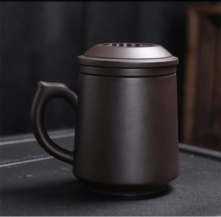 Description Picture 6 of item400ML Purple Clay Personality Tea Set Teacup with Lid Filter Office Mark Cup Travel Portable Drinking Utensils