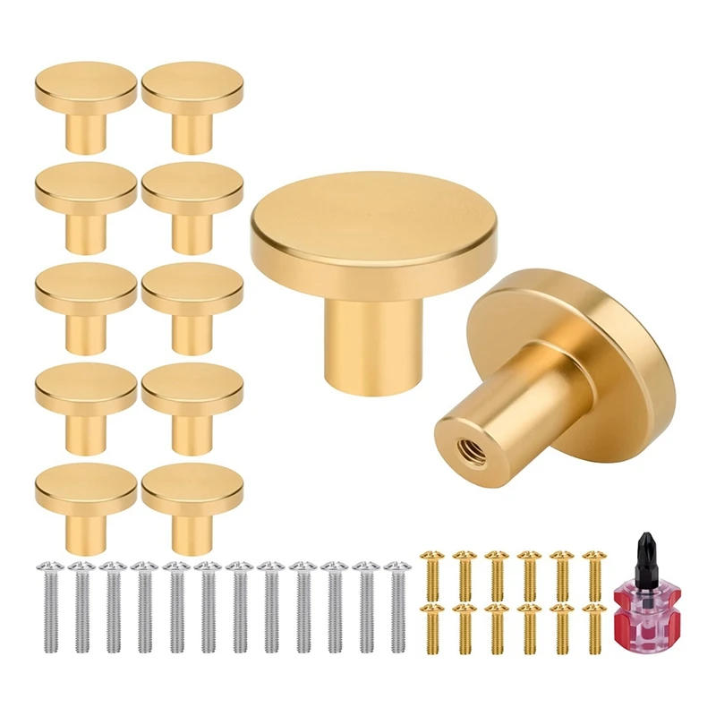 Description Picture 4 of item12-Pack Gold Cabinet Knobs Kit - Brushed Gold Hardware, Dresser Drawer Knobs Set Cabinet Hardware With Screwdriver