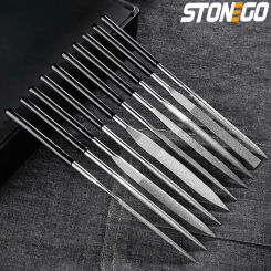 STONEGO 5PCS/10PCS 3x140mm Mini Needle File Set, Jewelry Diamond Carving Craft Tool for Metal, Glass, Stone