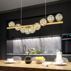 Modern Glass Balls G9 Led Ceiling Chandelier Suspension Table Dining Room Kitchen Long Hanging Lamp Office Desk Pendant Lights