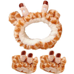 Giraffe Face Wash Headband Wristband for Women Girls Makeup Wash Face Spa Hair Accessories Elastic Hair Bands Sweet Headwear