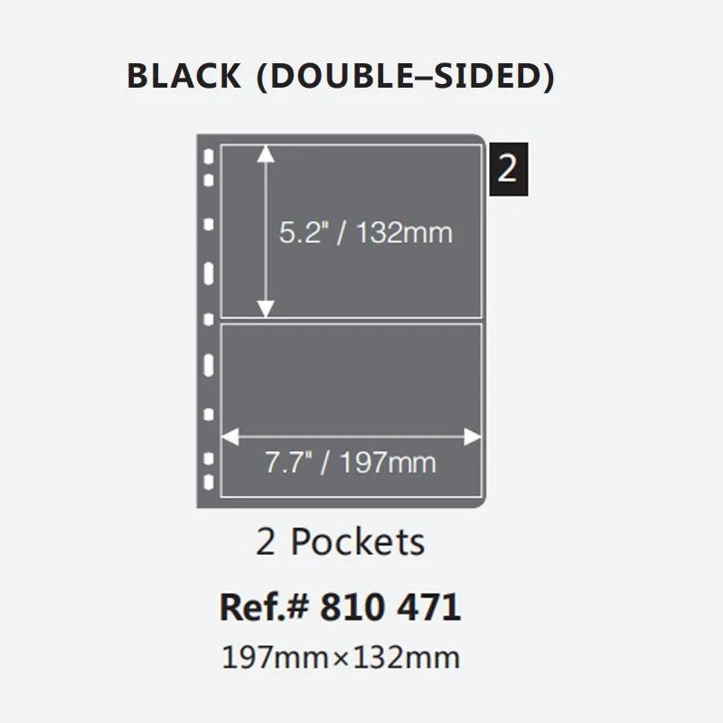 Description Picture 6 of itemPostage Stamps Album Black Standard 1Pcs 9 Hole Pages Inserts Loose Leaf