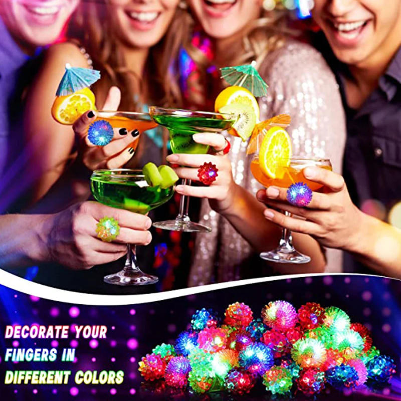Description Picture 3 of item20/30/50 Pcs Glowing Rings LED Light Up Luminous Rings Party Favor Toys Flash Led Lights Glow In The Dark Wedding Party Supplies