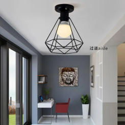 Wrought Iron Ceiling Light LED Lamp Corridor Entrance Foyer Balcony Fitting Bedroom Lamps Room Black Aisle Lighting
