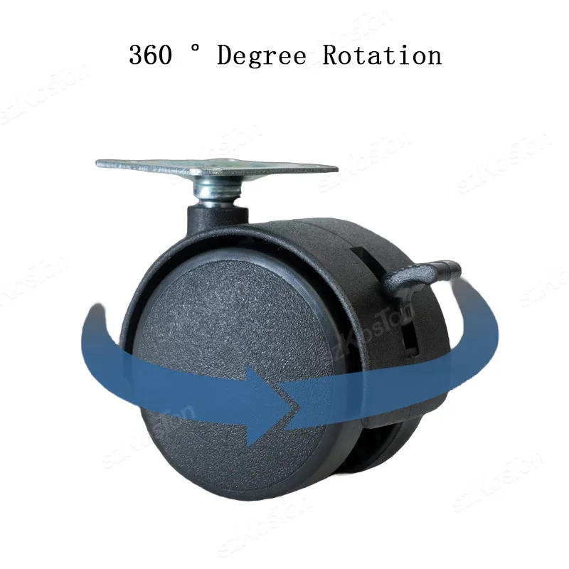 Description Picture 6 of item4Pcs 1.5/2 Inch Swivel Caster Wheels Black Nylon Flat Plate Caster Wheel with Brake Replacement for Furniture Cart Cabinet Shelf