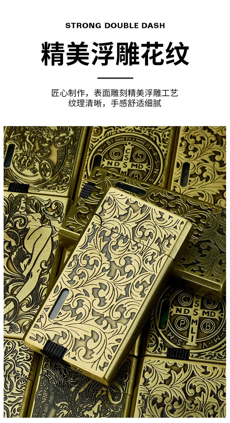 Description Picture 5 of item2024 Ping Sound Metal Lighter Turbo Jet Cigarette Lighters Torch Windproof Gas Inflatable Butane Straight Flame Lighter Men Gift