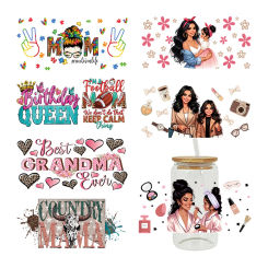 3D UV DTF Transfers Stickers 16oz Cup Wraps Mom Mother's Day Printed For DIY Glass Ceramic Metal Leather Etc. D14770