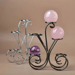 1pc Beautiful 5 Balls Holder, Crystal Flower Design Ball Stand, DIY Design Crystal Sphere Display Decor, Room Decor Stand Base,