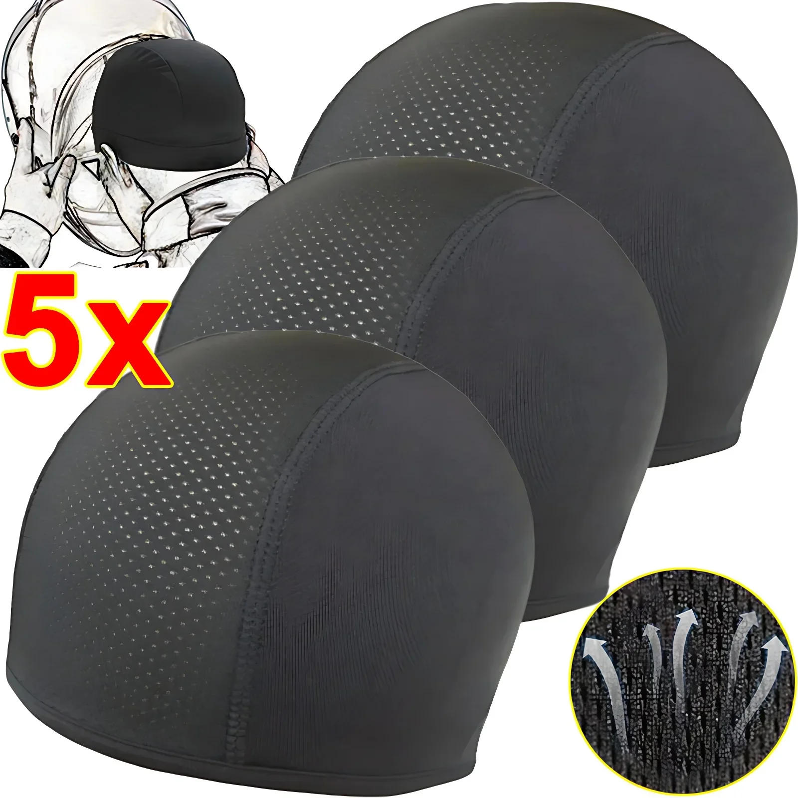 Description Picture 4 of itemMotorcycle Riding Helmet Lining Hat Cooling Breathable Sweat Wicking Cycling Running Cap Helmet Liner Under Helmets Sports Hat