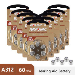 Hearing Aid Battery 60PCS/10 Cards Rayovac Peak A312A 312A  PR41 Zinc Air Battery for BTE CIC RIC OE Hearing aids battery
