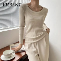 Winter Clothes Women New Simple and Versatile Sweater Slim Round Neck Solid Color Knitted Bottoming Shirt Sweater Women Pullover
