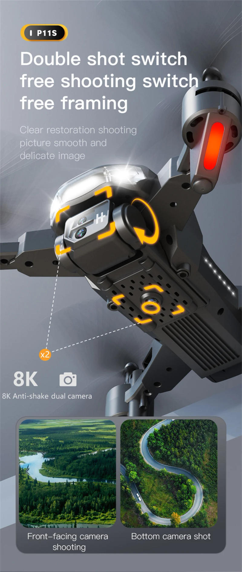 Description Picture 6 of itemDrone P11 Pro 8K HD Camera FoldableGPS Professional HD Aerial Photography GPS Four-way Intelligent Obstacle Avoidance