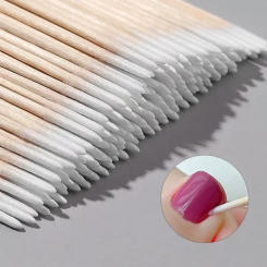 200Pcs Nails Wood Cotton Swab Clean Sticks Bud Tip Wooden Cotton Head Manicure Detail Corrector Nail Polish Remover Art Tool