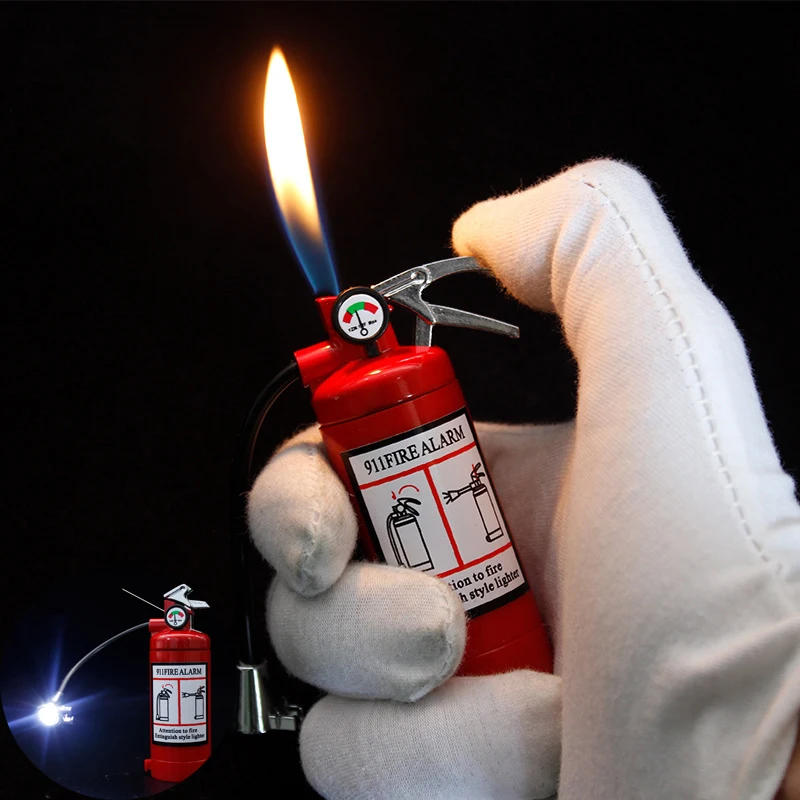 Description Picture 3 of itemFire Extinguisher Torch Lighter Flash Light Free Fire Butane Gas Cigar Cigarette Lighters Creative Smoking Accessories Nice Gift