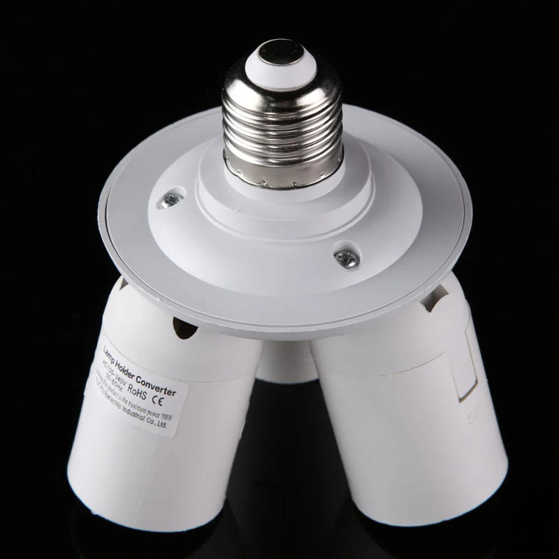 Description Picture 6 of itemE27 Splitter 3/4 Head Lamp Base LED Light Adapter Lamp Bulb Holder Converter Professional Lighting Parts White