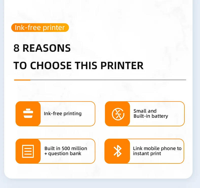 Description Picture 6 of itemWireless Thermal Printer for A4 Paper Photo Document Pocket Printer No Ink Printing Bluetooth Connection One Click Printing X8