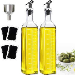Transparent Glass Olive Oil Bottle Leakproof Kitchen Seasoning Soy Vinegar Square Glass Bottle Kitchen Supplies New Dropshipping