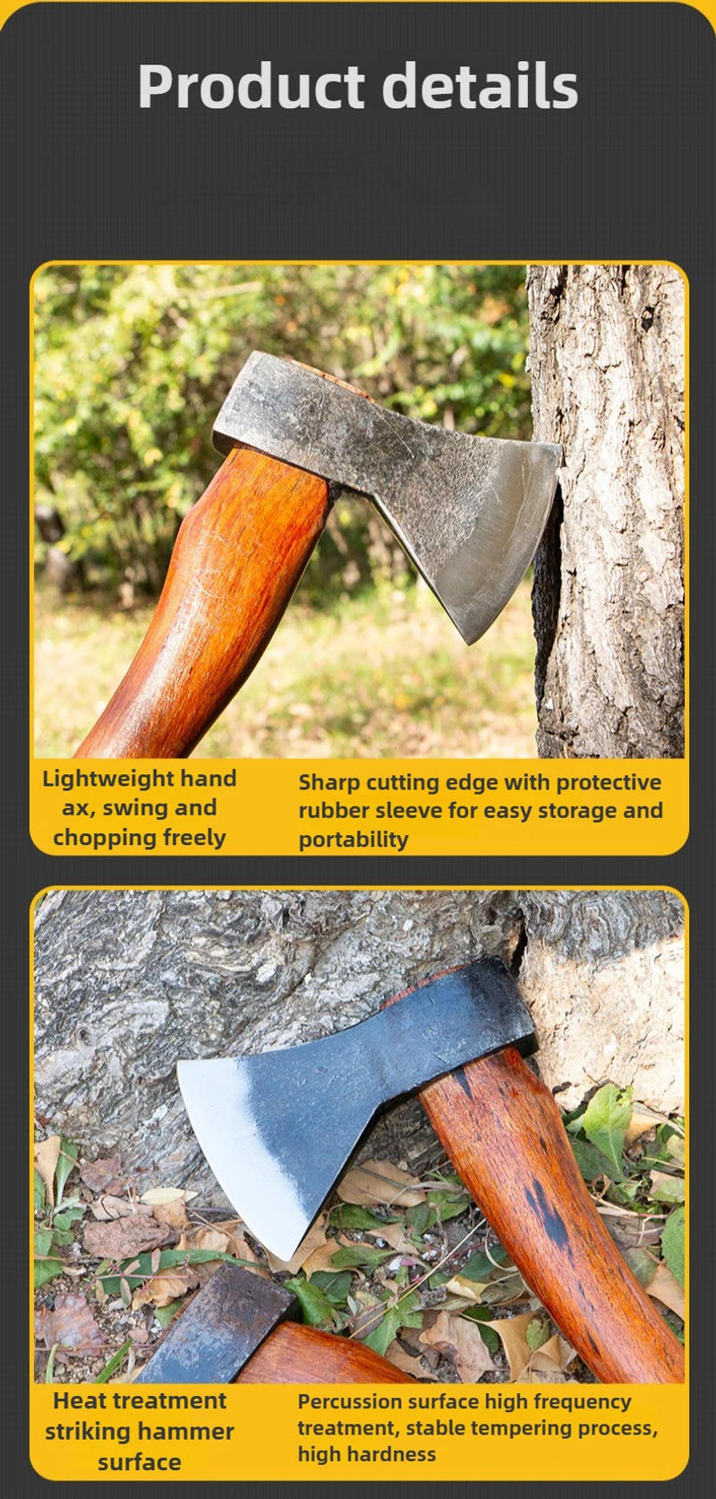 Description Picture 4 of itemFire Axe Sharp Split Wood Logging Professional Field Camping Equipment Multi-functional Self-defense Axes Portable Hand Tools